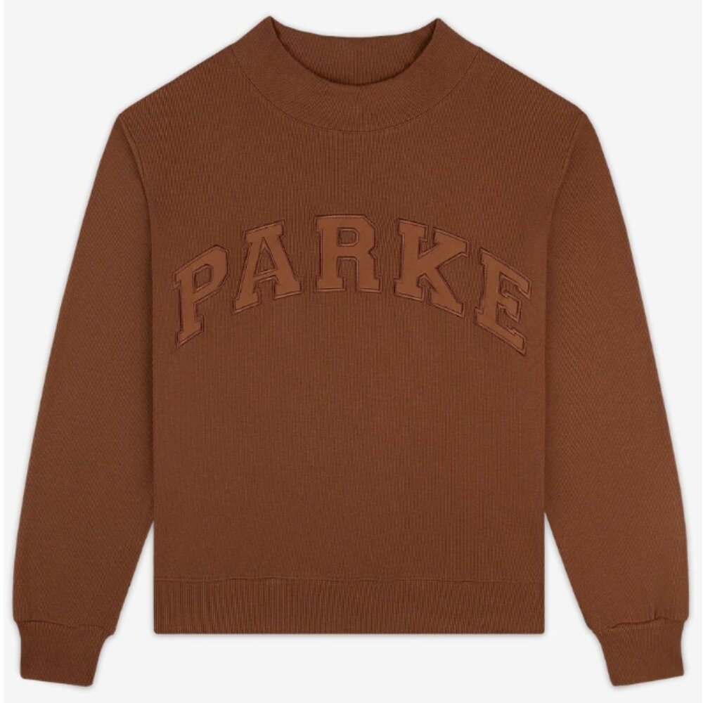 Parke Mocha Ribbed Varsity Mockneck Online SOLD Out